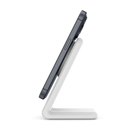 Crong MagSpot Stand - 2-in-1 wireless charger with MagSafe for iPhone and AirPods (white)