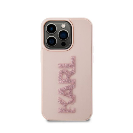 Karl Lagerfeld 3D Rubber Glitter Logo - Case for iPhone 15 Pro Max (pink)