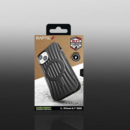 X-Doria Raptic Clutch MagSafe - Biologisch abbaubare Hülle für iPhone 14 (Falltest 3m) (Schwarz)