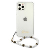 Guess White Pearl Strap - pouzdro pro iPhone 12 / iPhone 12 Pro (průhledné)