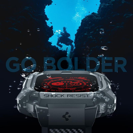 Spigen Rugged Armor Pro - Bracelet avec étui pour Apple Watch Ultra 49 mm (Gris foncé)