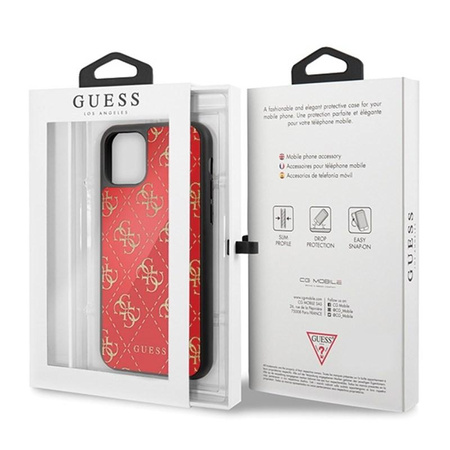 Guess 4G Double Layer Glitter Tasche - iPhone 11 Tasche (Rot)
