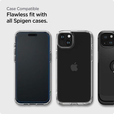 Spigen Alm Glass FC 2-Pack - Tvrzené sklo pro iPhone 15 2 ks (černý rámeček)