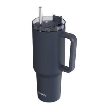 Quokka Stream - 1200 ml-es rozsdamentes acél termo bögre szívószállal (grafit)