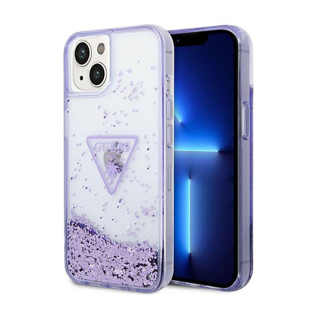 Guess Liquid Glitter Triangle Logo Case - iPhone 14 Plus Case (lila)