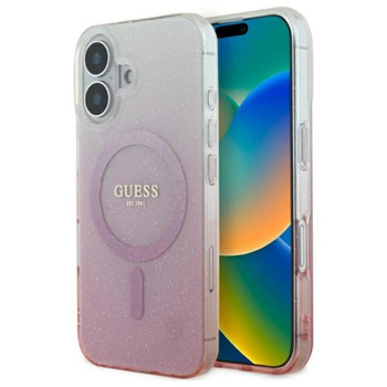 Guess IML Glitter Gradient MagSafe - pouzdro pro iPhone 16 (růžové)