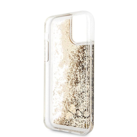 Guess Liquid Glitter Hearts - pouzdro pro iPhone 11 Pro Max (zlaté/červené)