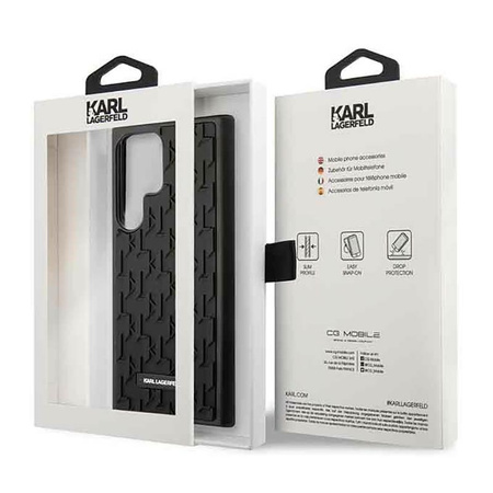 Karl Lagerfeld Monogram 3D Pattern - pouzdro pro Samsung Galaxy S23 Ultra (černé)
