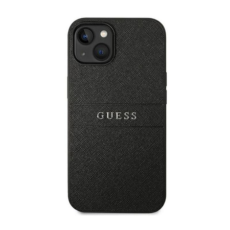 Guess Saffiano Metal Logo Stripes - pouzdro pro iPhone 14 Plus (Black)