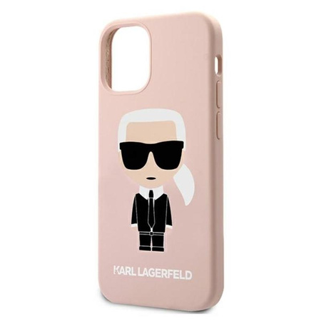 Pouzdro Karl Lagerfeld Fullbody Silicone Iconic - iPhone 12 Pro Max (světle růžové)