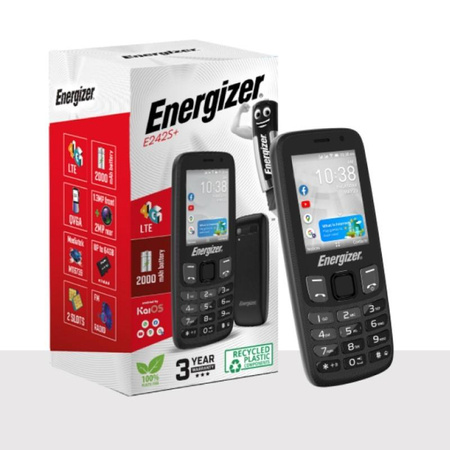 Energizer E242S+ - Telefon 512MB RAM 4GB 2.4" 4G LTE Dual SIM EU (Schwarz)