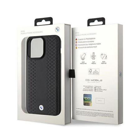 BMW Leather Diamond Pattern - Case for iPhone 15 Pro (Black)