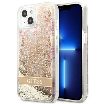 Guess Liquid Glitter Paisley - pouzdro pro iPhone 13 mini (zlaté)