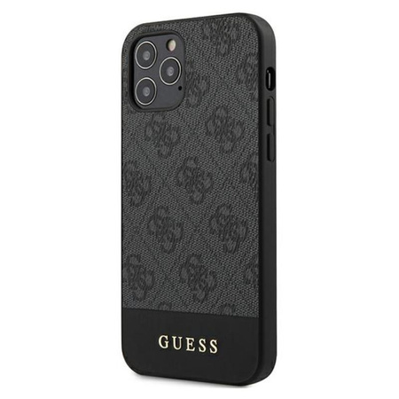 Guess 4G Bottom Stripe Collection - pouzdro pro iPhone 12 / iPhone 12 Pro (šedé)