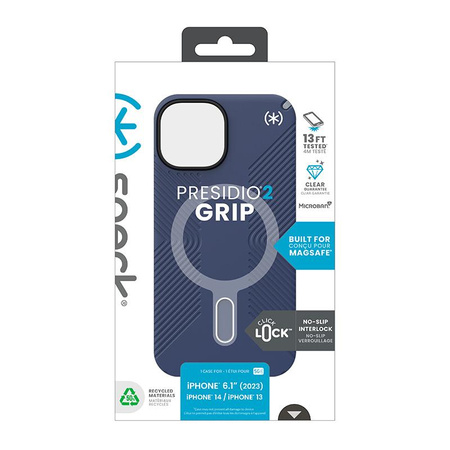 Speck Presidio2 Grip ClickLock & Magsafe - Case for iPhone 16e / iPhone 15 / iPhone 14 / iPhone 13 (Coastal Blue / Dust Grey / White)