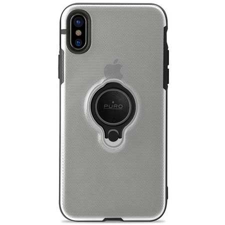 PURO Magnet Ring Cover - iPhone XR Case with Magnetic Finger Grip (Transparent)
