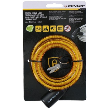 Dunlop - Spirálový zámek na kolo na klíč (žlutý)