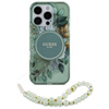 Guess IML Flowers With Pearl Strap MagSafe - Case for iPhone 16 Pro (Green)