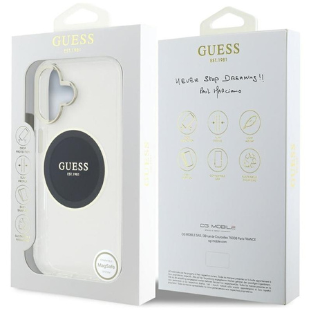 Guess IML Metal Colored Circle Classic Logo MagSafe - Hülle für iPhone 16 (schwarz)