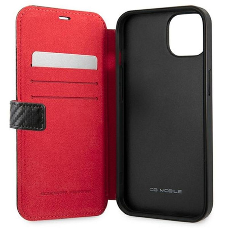 Coque Ferrari Booktype On Track Carbon Stripe - iPhone 13 Case (noir)