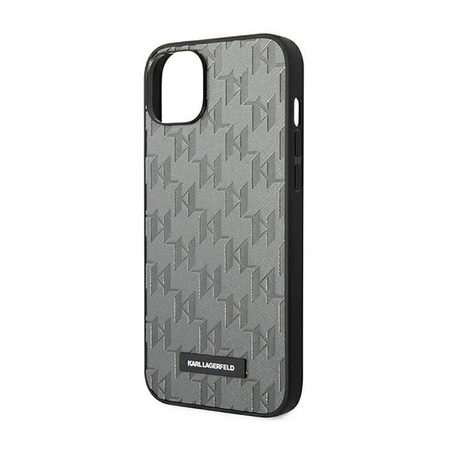 Karl Lagerfeld Saffiano Mono Metall Logo - Hülle für iPhone 14 Plus (Grau)