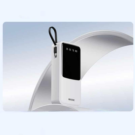 WEKOME WP-10 Pop Digital Series - Power bank 20000 mAh beépített USB-C / Lightning / Micro USB / USB-A kábellel (fehér)