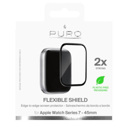 Puro Flexible Shield Edge to Edge - Hybrid screen protection glass + applicator for Apple Watch 7 (45 mm)