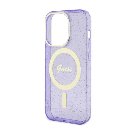 Guess Glitter Gold MagSafe - Hülle für iPhone 14 Pro (Lila)