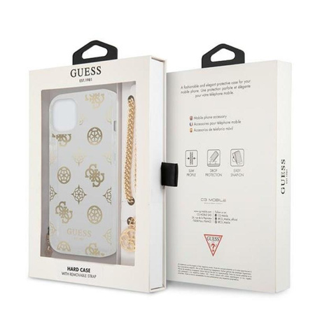 Guess Peony Chain Handle - pouzdro pro iPhone 13 (zlaté)