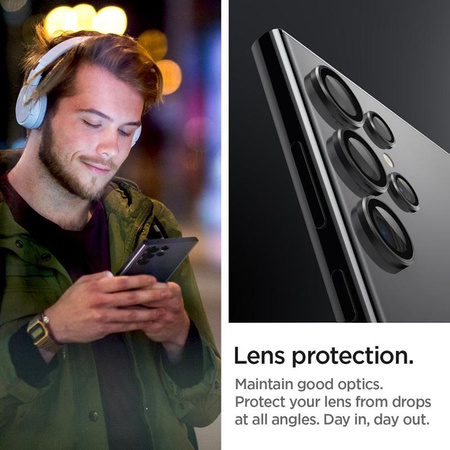 Spigen Optik Pro GLAS.TR EZ Fit Camera Protector 2-Pack - Verre de protection pour Samsung Galaxy S24 Ultra (2 pces) (Noir)