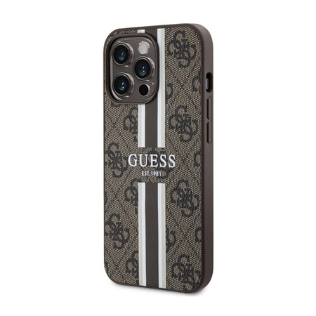 Guess 4G nyomtatott csíkos MagSafe - iPhone 13 Pro tok (barna)