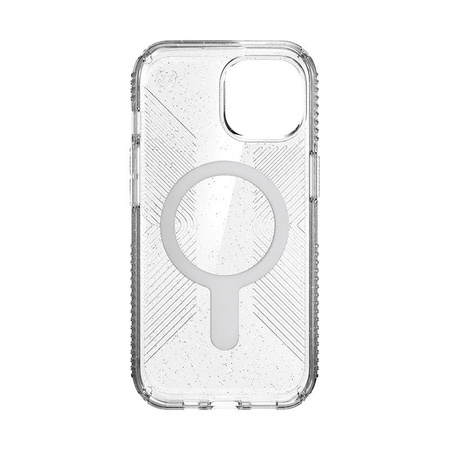 Speck Presidio Lux Grip ClickLock & Magsafe - Tasche für iPhone 16e / iPhone 15 / iPhone 14 / iPhone 13 (Clear / Platinum Glitter / Chrome Finish / Serene Silve