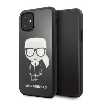 Karl Lagerfeld Double Layer Glitter Iconic - pouzdro pro iPhone 11 (černé)