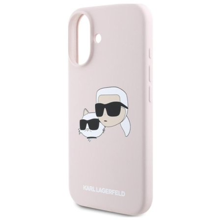 Karl Lagerfeld Silikon Doppelköpfe drucken MagSafe - iPhone 16 Hülle (rosa)