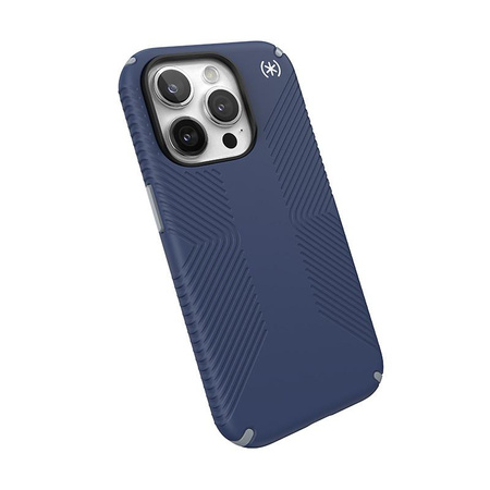 Speck Presidio2 Grip Magsafe - iPhone 15 Pro Tasche (Küstenblau / Staubgrau / Weiß)