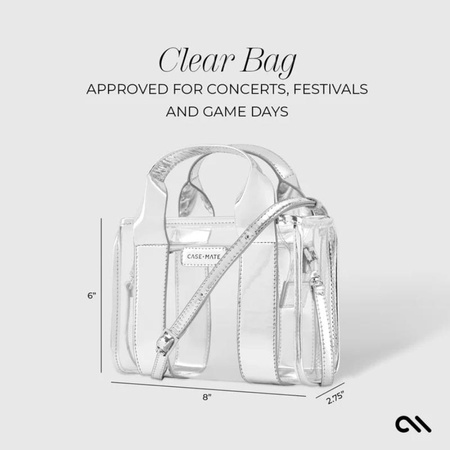 Case-Mate Micro Tote Bag - Sac à bandoulière étanche (Silver Chrome/Clear)