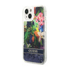 Guess Liquid Glitter Flower - Hülle für iPhone 14 Plus (Blau)