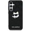 Karl Lagerfeld Leather Monogram Pin Logo Choupette Head - Étui Samsung Galaxy S25 (noir)