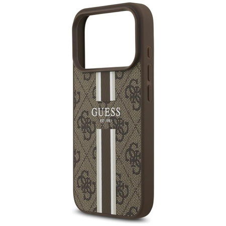 Guess 4G Printed Stripes MagSafe - Pouzdro iPhone 17 Pro (hnědé)