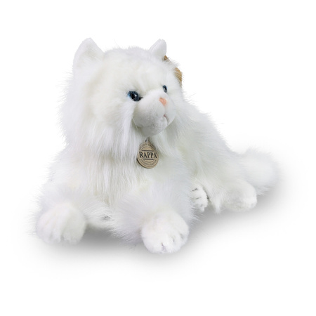 Rappa – Realistische Plüsch-Maskottchen-Perserkatze, weiß, liegend, 30 cm, umweltfreundlich