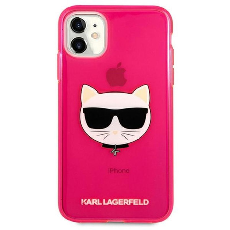 Karl Lagerfeld Choupette Head - pouzdro pro iPhone 11 (fluo růžové)