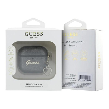Guess Metallic Script Charm - Hülle für AirPods 4 (schwarz)