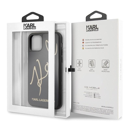 Karl Lagerfeld Double Layers Glitter Signature Case - iPhone 11 Hülle (Schwarz)