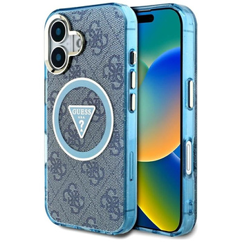 Guess IML Metal Glitter 4G Circle Triangle MagSafe - Case for iPhone 16 (blue)