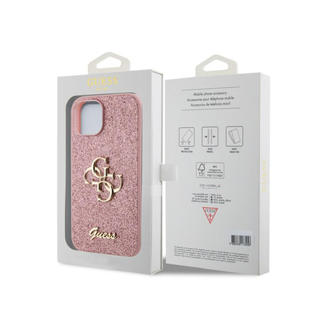 Coque Guess Glitter Script Big 4G - iPhone 15 Case (rose)