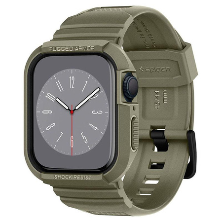 Spigen Rugged Armor Pro - Armband mit Gehäuse für Apple Watch 44/45 mm (Vintage Khaki)