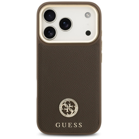Guess Grained Strass Logo MagSafe - Pouzdro iPhone 17 Pro (hnědý)