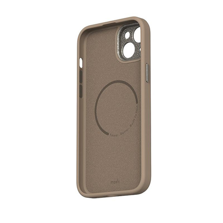 Moshi Napa MagSafe - Ledertasche für iPhone 15 Plus (Woodsmoke Brown)