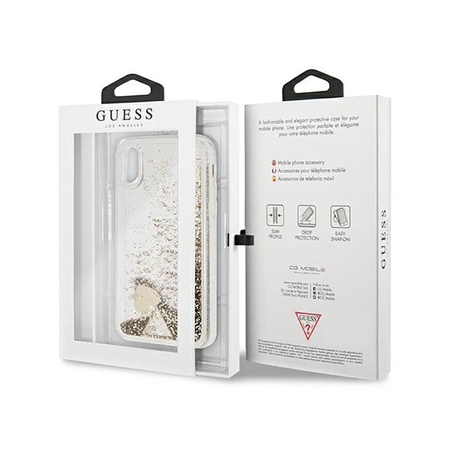 Guess Liquid Glitter Charms - iPhone Xs / X Hülle (Gold)