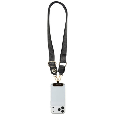 Guess Universal Crossbody Strap 4G Tether Patch Strass Metal Logo - Universal Phone Strap / Lanyard (Black)